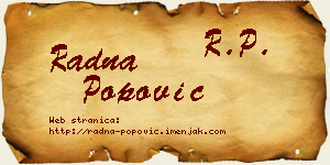 Radna Popović vizit kartica